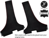 RED STITCH 2X LOWER B PILLAR SUEDE  COVERS FOR MITSUBISHI LANCER EVO 10 X