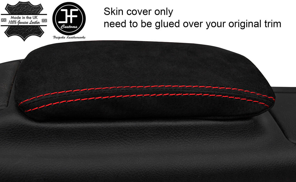 RED STITCH REAL SUEDE ARMREST LID COVER FITS LEXUS IS200 IS300 1998-2005