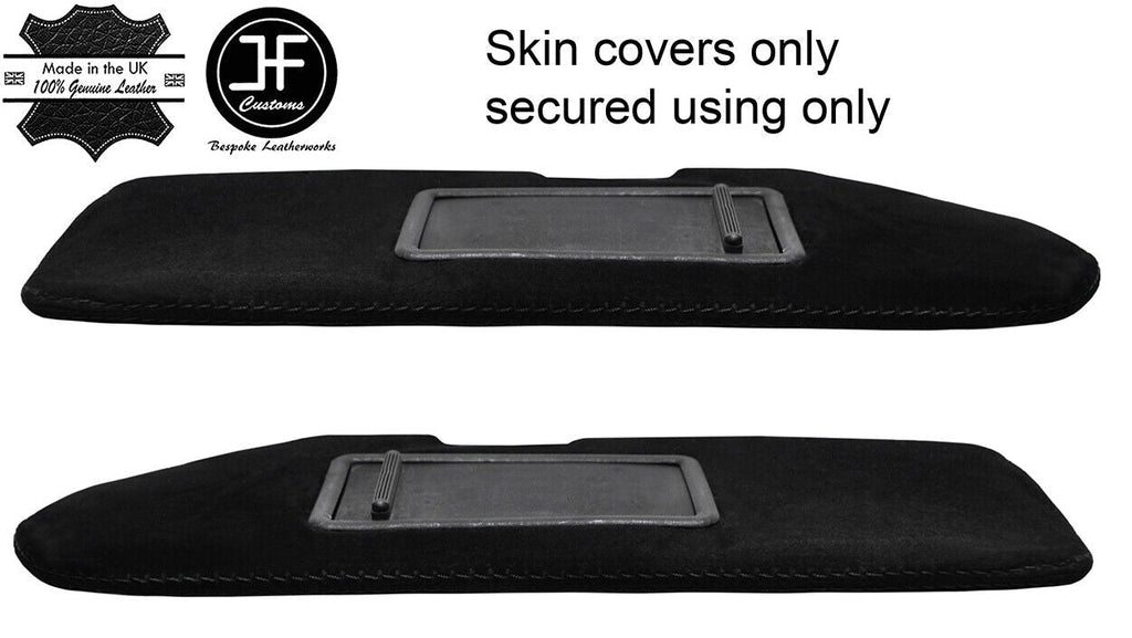 BLACK STITCH 2X SUN VISORS REAL SUEDE COVERS FITS FIAT BARCHETTA 95-05 STYLE 2
