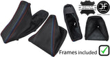 BLACK & TRI STITCH LEATHER GAITER SET+PLASTIC FRAME FOR BMW E90 E91 E92 E93