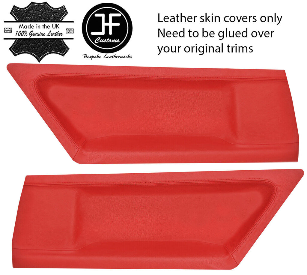 RED REAL LEATHER 2X REAR DOOR CARD COVERS FITS BMW 3 SERIES E36 COUPE 91-98