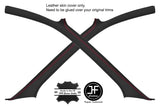 RED STITCH 2X A PILLAR REAL LEATHER COVERS FITS SUBARU IMPREZA COUPE 92-98