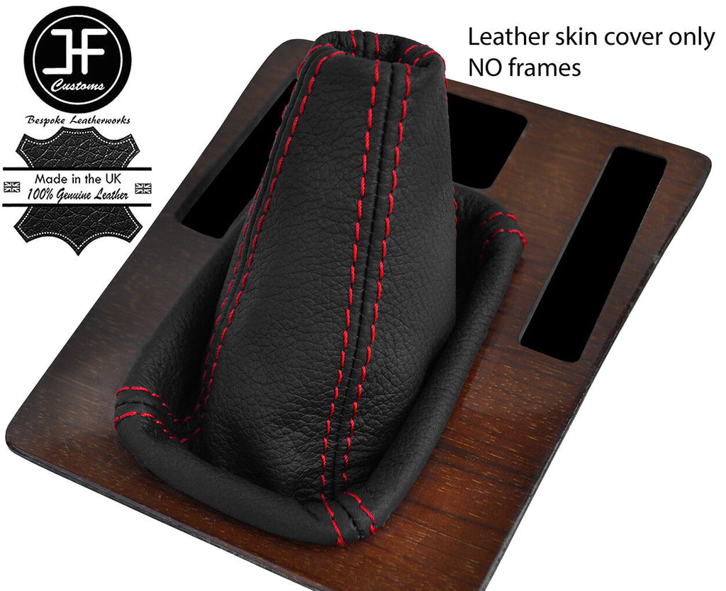 RED STITCH TOP GRAIN MANUAL LEATHER GEAR GAITER FITS MERCEDES 190E 190D W201