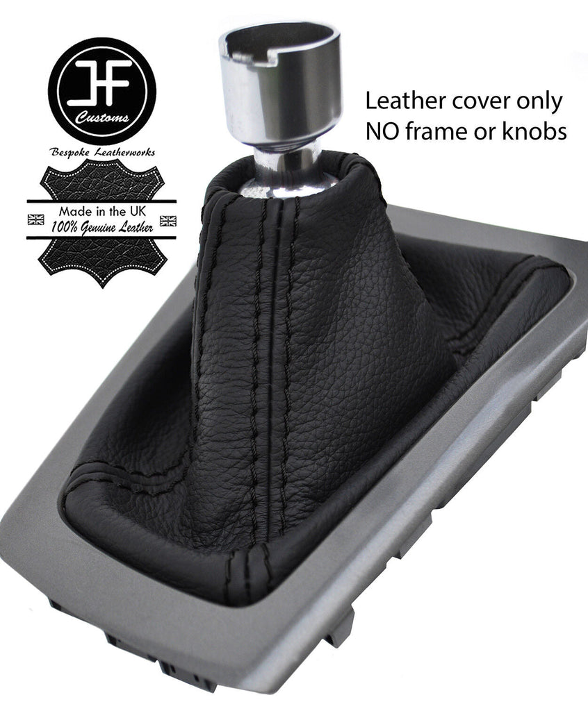 BLACK STITCHING TOP GRAIN LEATHER GEAR GAITER FITS FORD FOCUS MK3 2011-2015