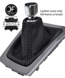 BLACK STITCHING TOP GRAIN LEATHER GEAR GAITER FITS FORD FOCUS MK3 2011-2015