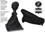 BLACK STICH LEATHER GEAR HANDBRAKE & KNOB COVER FOR RENAULT LAGUNA MK3 07-14