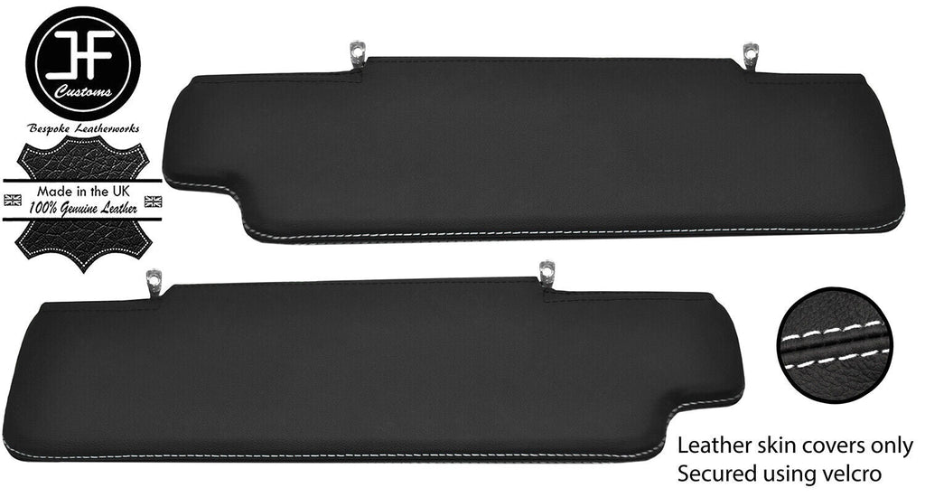 WHITE STITCHING FITS LAND ROVER DEFENDER 2X SUN VISORS LEATHER COVERS ONLY