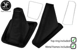 BLACK STITCH LEATHER GAITER SET+FRAME+TOP RING FOR NISSAN SKYLINE R32 1989-1993