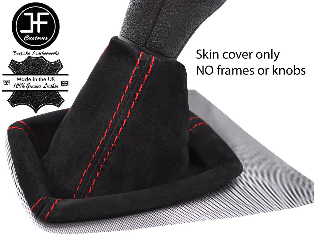 RED STITCHING REAL SUEDE GEAR GAITER FITS FORD FOCUS C MAX 2003-2007 CUSTOM NEW