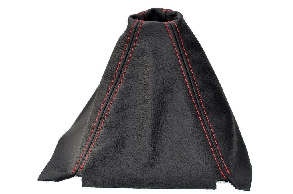 FITS SKODA OCTAVIA 05-09 BLACK LEATHER GEAR GAITER red stitch CUSTOM NEW