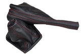 RED STITCH FITS VW PASSAT B3 B4  GEAR GAITER HANDBRAKE LEATHER 1988-1997