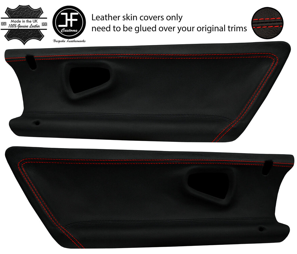 RED  STITCH 2X DOOR CARD TRIM LEATHER COVERS FOR SMART ROADSTER 452 03-05 JF1