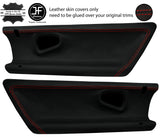 RED  STITCH 2X DOOR CARD TRIM LEATHER COVERS FOR SMART ROADSTER 452 03-05 JF1