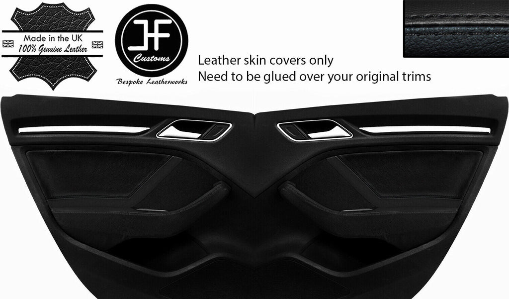 BLACK&BLACK 2X REAR DOOR CARD&HANDLE ARMREST LTHR COVERS FOR AUDI A3 13-19 DSG2