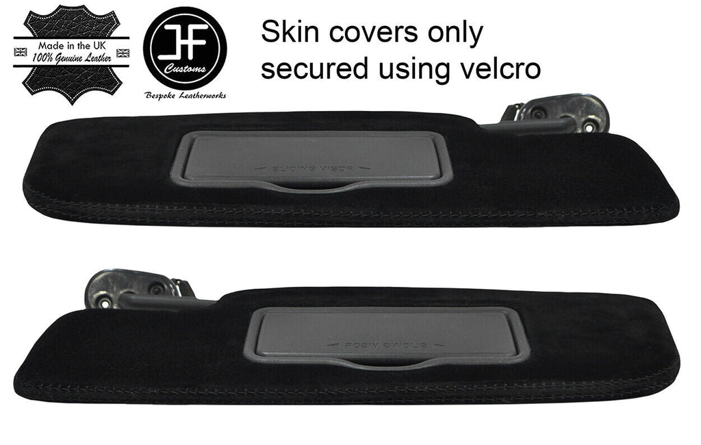 BLACK STITCH 2X SUN VISORS SUEDE COVERS FITS FORD MUSTANG CONVERTIBLE 10-14