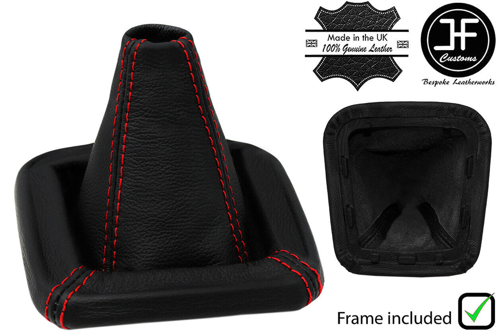 RED STITCH LEATHER MANUAL GEAR GAITER+PLASTIC FRAME FITS SEAT IBIZA 1999-2002
