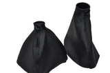 BLACK DOUBLE STITCHING  FITS ALFA ROMEO 159 2005-2011 REAL LEATHER GAITERS SET