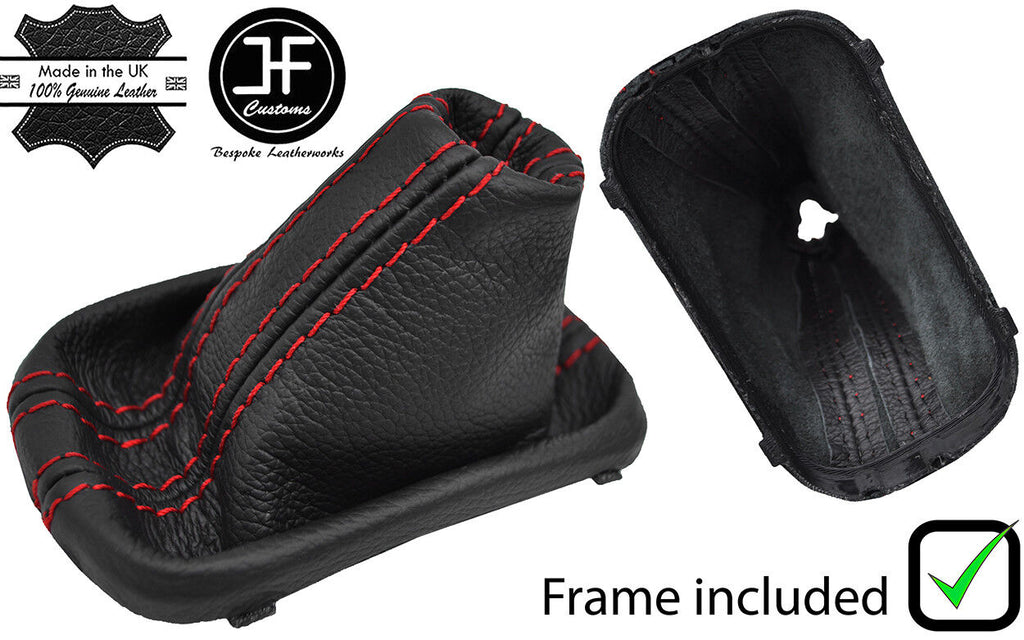 RED STITCH AUTO DSG LEATHER GEAR GAITER + PLASTIC FRAME FOR VW SCIROCCO 08-17