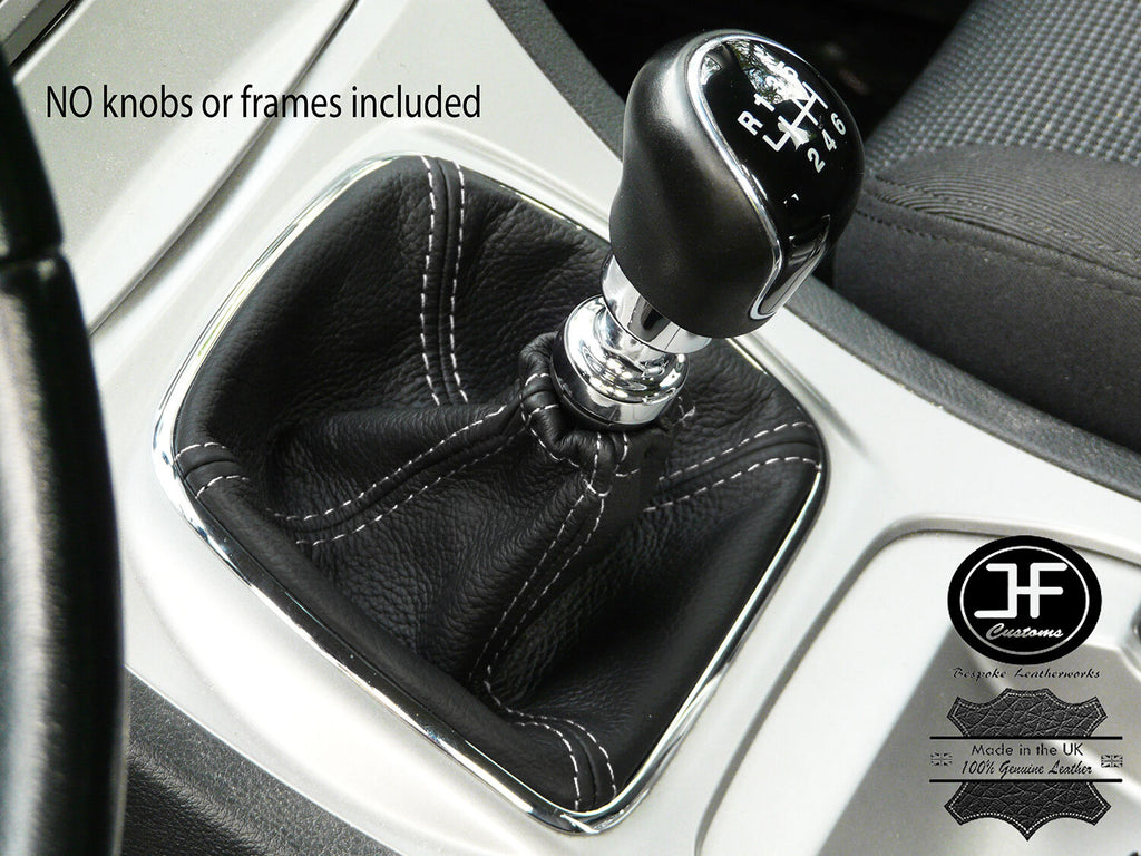 WHITE STITCH MANUAL LEATHER GEAR GAITER GEAR BOOT FOR FORD GALAXY MK3 2006-2008