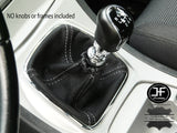 WHITE STITCH MANUAL LEATHER GEAR GAITER GEAR BOOT FOR FORD GALAXY MK3 2006-2008
