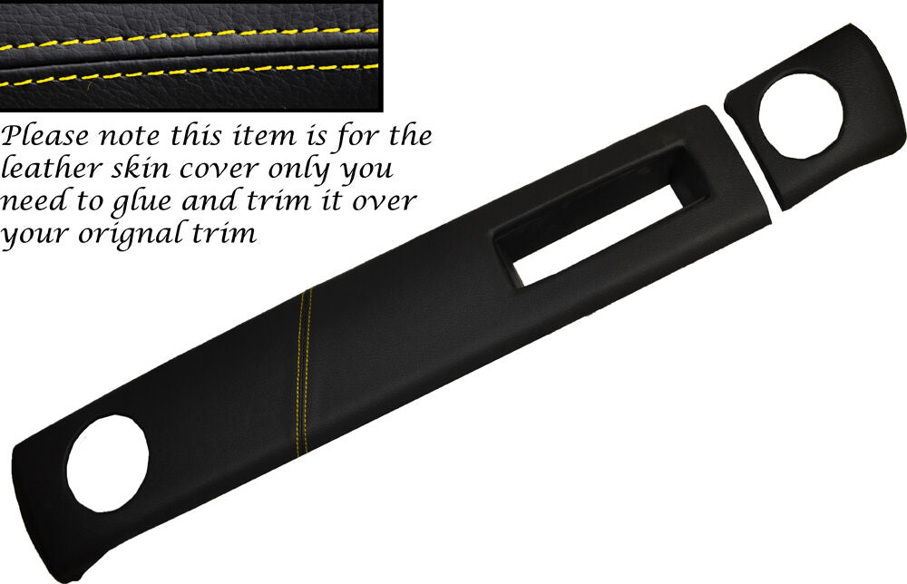 YELLOW STITCHING TWO PIECE DASH KIT LEATHER SKIN COVERS FITS FORD ESCORT MK2