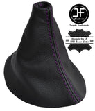 PURPLE STITCHING MANUAL REAL LEATHER GEAR GAITER FITS VW CADDY MAXI 2010-2015