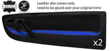 BLACK&BLUE LEATHER 2X FRONT DOOR CARD TRIM COVERS FOR SEAT AROSA 97-04 STYLE 2