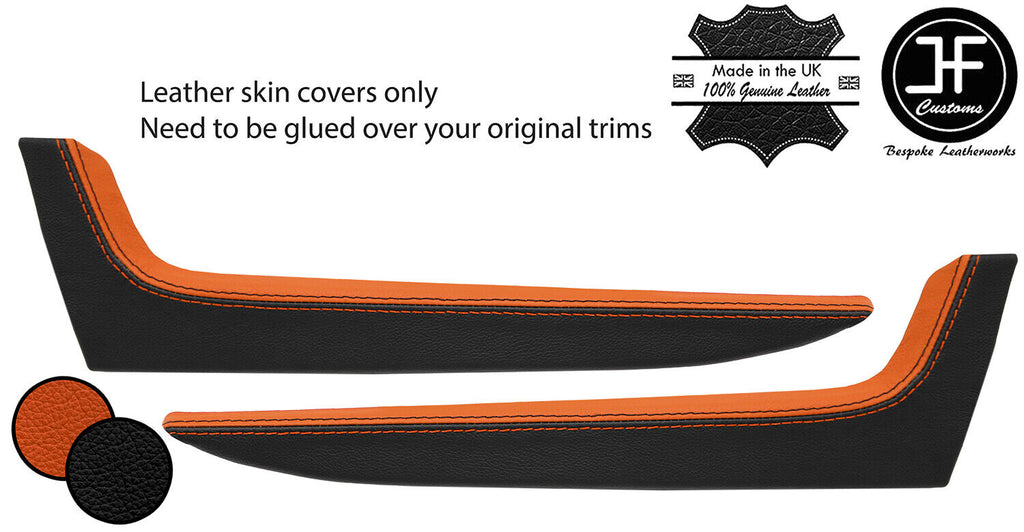 BLACK ORANGE 2X DOOR POCKET TRIM LEATHER COVERS FOR SMART ROADSTER 452 03-05
