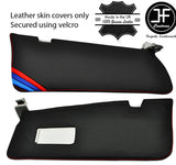 RED STITCH TRI STRIPE 2X SUN VISORS REAL LEATHER COVERS FOR BMW 1 F20 F21 11-19