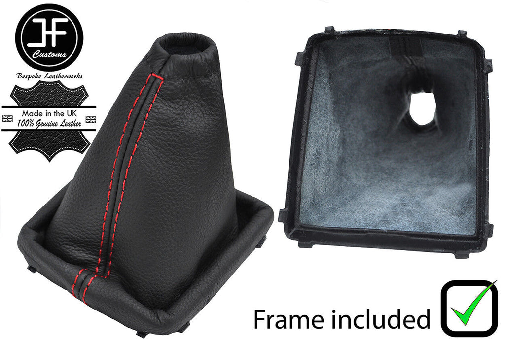 RED STITCH FOR FORD FOCUS MK2 04-2008 GEAR GAITER LEATHER WITH PLASTIC FRAME