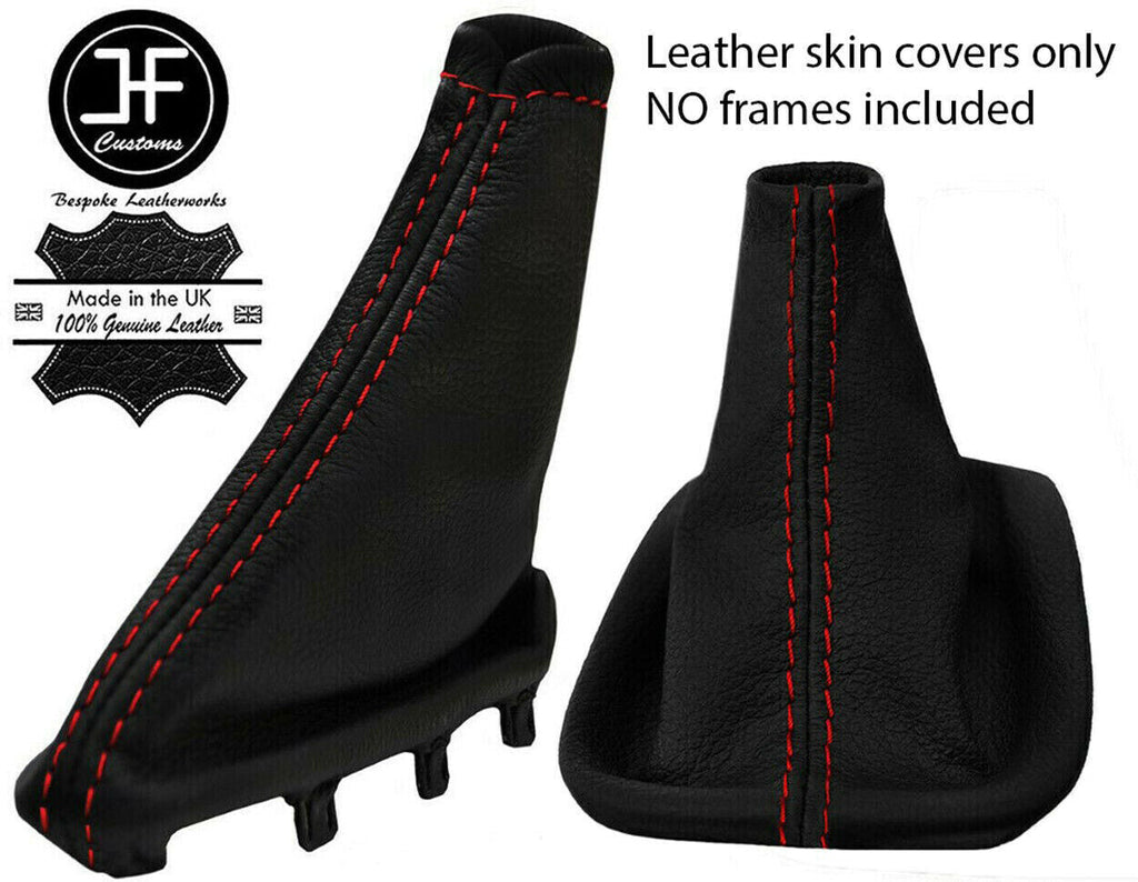 RED STITCH MANUAL LEATHER GEAR HANDBRAKE GAITER FOR VOLVO C30 S40 V50 04-2013