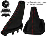 RED STITCH MANUAL LEATHER GEAR HANDBRAKE GAITER FOR VOLVO C30 S40 V50 04-2013
