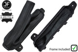 BLACK STITCH LEATHER HANDBRAKE GAITER + PLASTIC FRAME FOR FORD MUSTANG 15-19