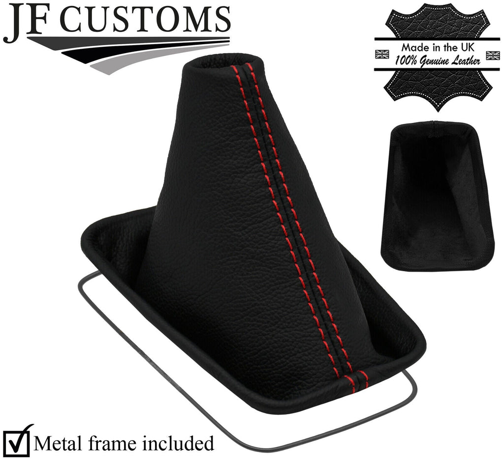 RED STITCH REAL LEATHER GEAR GAITER+METAL FRAME FITS NISSAN ALMERA N16 02-06