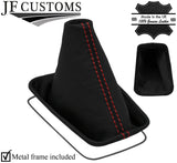 RED STITCH REAL LEATHER GEAR GAITER+METAL FRAME FITS NISSAN ALMERA N16 02-06