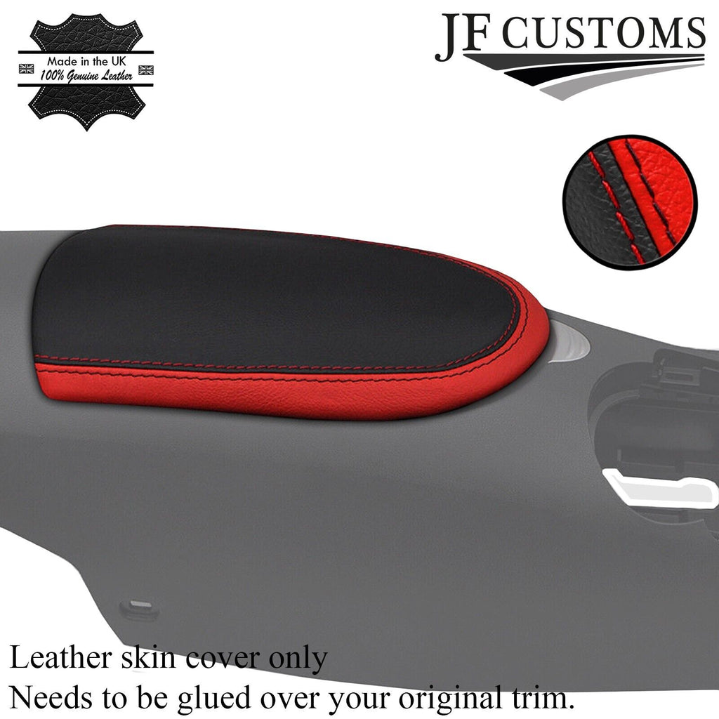 BLACK & RED REAL LEATHER ARMREST LID COVER FITS 370Z Z34 09-2017 STYLE 2