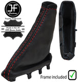 RED STITCH LEATHER HANDBRAKE GAITER+PLASTIC FRAME FOR VOLVO S40 V50 MK2 04-07