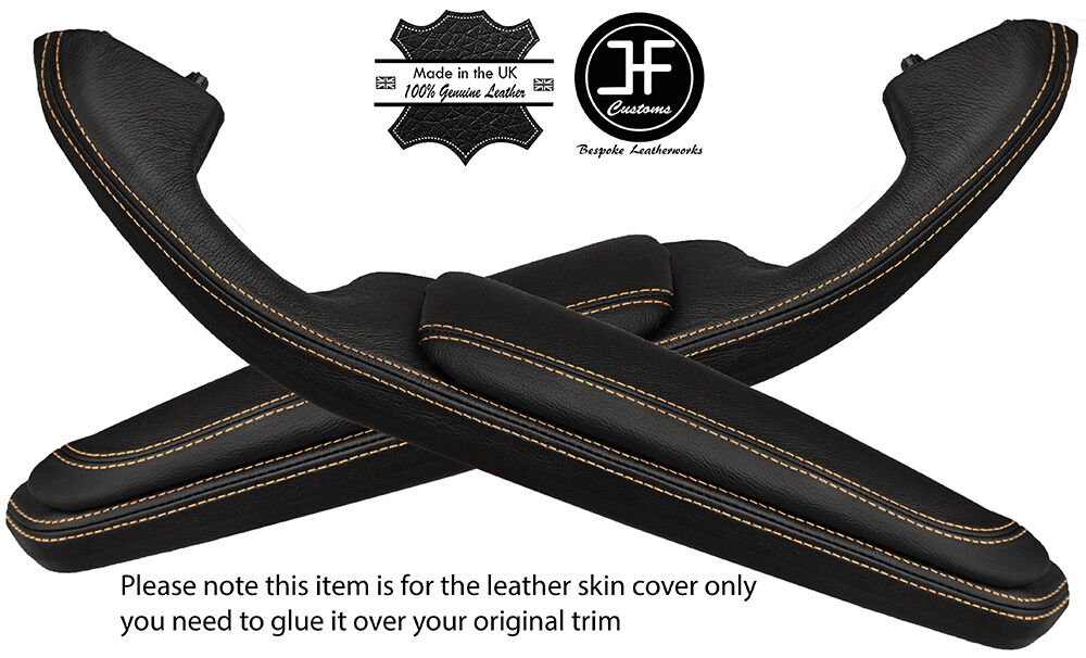 TAN STITCH 2X DOOR HANDLE ARMREST LTHR COVERS FITS BMW E46 CONVERTIBLE COUPE