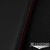 FITS NISSAN 370Z 09-20 D RED CROSS STITCH LEATHER 2X SUN VISOR COVERS CUSTOM NEW