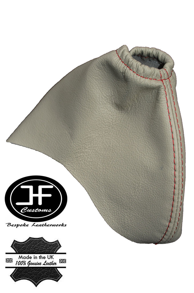 RED STITCH CHAMPAIGNE BEIGE LEATHER HANDBRAKE GAITER FITS JAGUAR X-TYPE 01-09