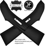 BLACK STITCH LEATHER 2X UPPER B PILLAR COVERS FITS VW T6 TRANSPORTER 2016-2019