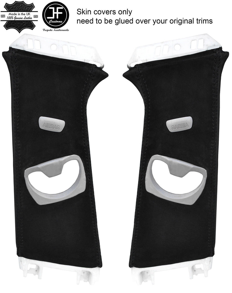 BLACK STITCH 2X UPPER B PILLAR SUEDE COVERS FITS BMW 3 SERIES F30 F31 11-18