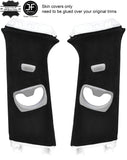 BLACK STITCH 2X UPPER B PILLAR SUEDE COVERS FITS BMW 3 SERIES F30 F31 11-18