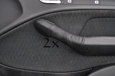 FITS BMW E46 1998-2005 black stitch 2X DOOR HANDLE COVERS BLACK LEATHER