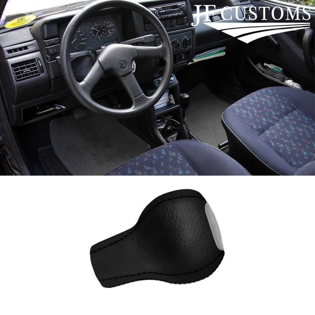 FITS VW GLOF MK1 MK2 POLO MK2  SCIROCCO BLACK STITCH LEATHER KNOB COVER