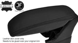 BLACK & BLACK ARMREST LID REAL LEATHER COVER FITS CITROEN C4 CACTUS 2014-18