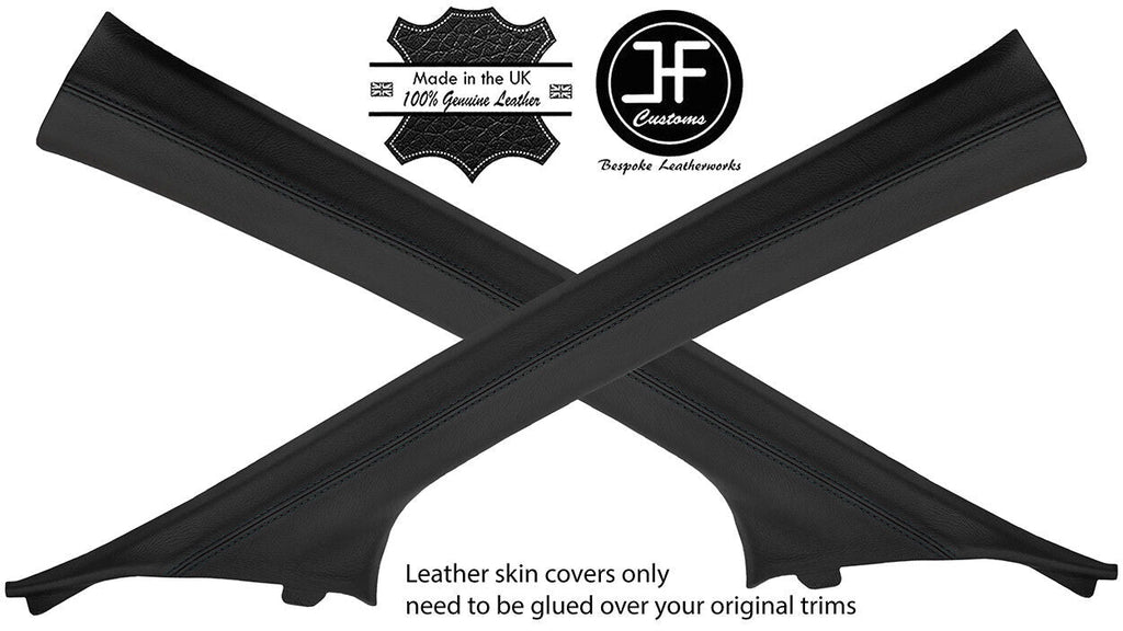 BLACK STITCH 2X A PILLAR REAL LEATHER COVERS FITS HONDA CIVIC MK9 2012-2018