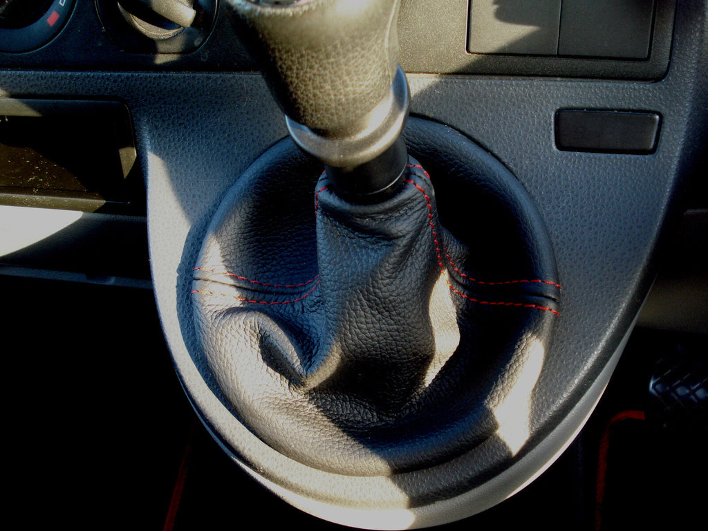 FITS VW T5 TRANSPORTER VAN TDI GEAR RED DOUBLE STITCHING 2003-2010 CUSTOM NEW