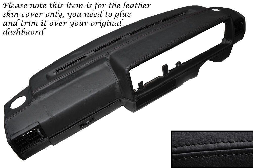 BLACK STITCH DASH DASHBOARD LEATHER SKIN COVER FITS VW GOLF MK2 II JETTA 83-92