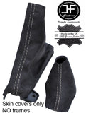 SILVER STITCH CHARCOAL PU SUEDE MANUAL GEAR HANDBRAKE SET FOR FORD MUSTANG 15-17